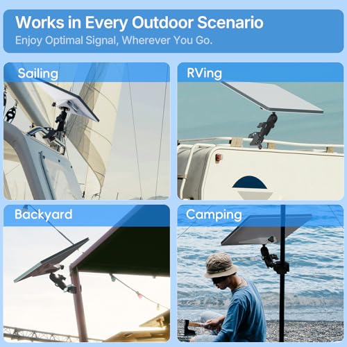 for 2026/2025 Starlink Mini Clamp Mount and 2024 Pipe Adapters, Born for Starlink Mini Pipe Adapter and Flat Mount for RV/Pole/Yacht/Camper/Guardrails, 2 in 1 Design
