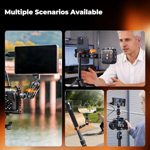 K&F CONCEPT Dual Ball Heads Magic Arm, Articulating Magic Arm with 1/4"-20 Screw, 360° swivelling Ball Head, Aluminum Alloy Camera Monitor Mount Arm