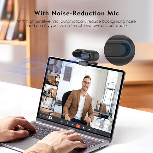 TOALLIN 4K Webcam for PC, 1080P@60FPS, PDAF Autofocus, 1/2.5" Sensor & 12MP, Built-in Mic, Sliding Privacy Cover, USB Web Camera for Streaming, Gaming, Conferencing and Video Calls