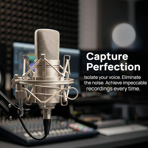 Miwayer Universal Microphone Shock Mount,Most Advanced Cobweb Anti-Vibration Structure Compatible with 1.8-2.1"(48-54mm) Large Diameter Condenser Mics, Like AT 2020 USB MXL440 550 RODE NT1 - size: 1.8-2.1"(48-54mm) Silver