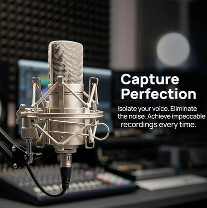 Miwayer Universal Microphone Shock Mount,Most Advanced Cobweb Anti-Vibration Structure Compatible with 1.8-2.1"(48-54mm) Large Diameter Condenser Mics, Like AT 2020 USB MXL440 550 RODE NT1 - size: 1.8-2.1"(48-54mm) Silver