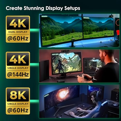 Thunderbolt 5 Cable 10FT Compatible, 40Gbps, 8K@60Hz, 4K@144Hz, PD 240W, USB4 2.0 USB C Video Display Cable for Thunderbolt 4, iPhone 17, SSD, Mac mini M4 / M4 Pro, MacBook Pro - size: Straight 10FT