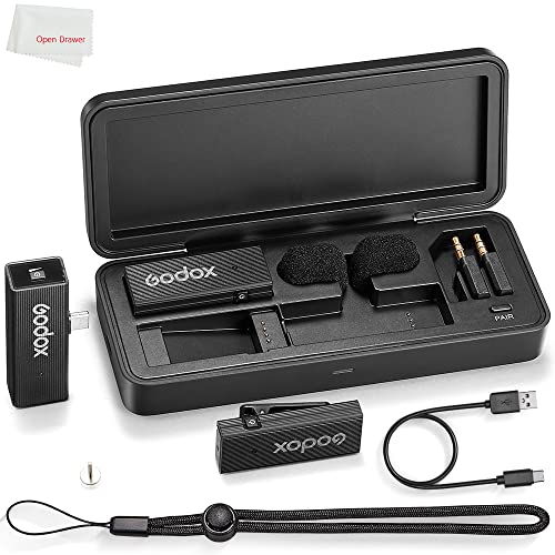 GODOX MoveLink Mini Microphone, White Kit2, Wireless Lavalier Microphone, for Photography, Vlog, Filmmaking, Speech, with 2 Transmitter 1 Receiver (Black Kit2 (Type-C)) - color: Black Kit2 (Type-C)