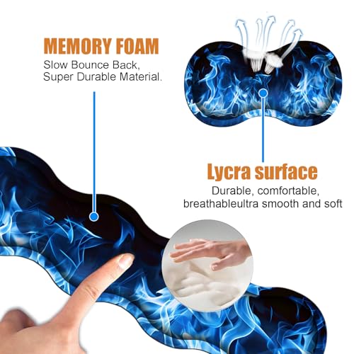 4 in 1 Ergonomic Keyboard Wrist Rest & Mouse Pad Wrist Rest Set, Large XXL Gaming Desk Mat 31.5"x 11.8" with Non-Slip Base, Memory Foam for Home Office Study Gaming, Blue Flame - color: Blue Flame
