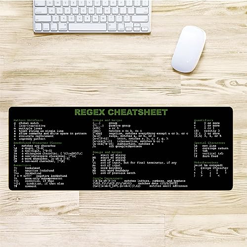 Developer, Programmer, IT Admin Quick Reference Extra Large Mouse Pad Regex Cheat Sheet Desk Mat for Sys Admin, Gift for Architect Office Desk Mat KMH - color: Regex