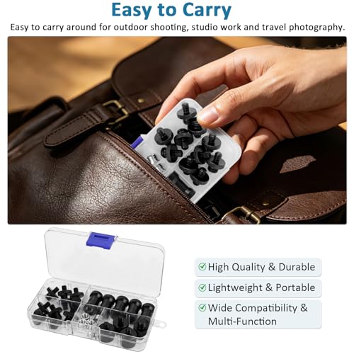 24 Pcs Camera Tripod Adapter, 1/4 to 3/8 Threaded Converter Camera Screw Mount Set,Tripod Thread Adapter for DSLR Camera, Monopod, Ballhead, Quick Release Plate, Flash Light - color: 24 Pcs Camera Mount Screw