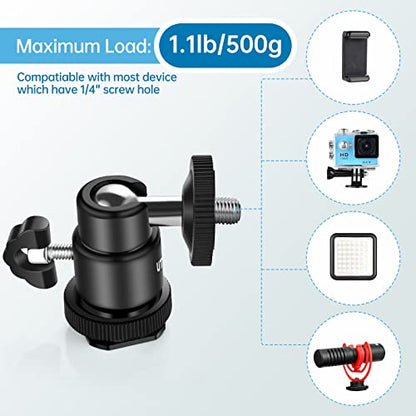 UTEBIT 2 Pack Universal 1/4" Swivel Mini Ball Head Screw Tripod Mount | 360° Rotating Mount Base Adapter 1/4" Camera Hot Shoe Mount for DSLR Cameras Vive Tripods Monopods Camcorder Light Stand - size: 12MM BALL-2PACK