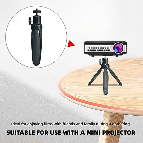 Mini Desktop Tripod Stand with 6.3 inch Universal 1/4 Screw Ballhead for Projectors, DSLR Cameras, Webcams, Smartphones, and Selfie Sticks - Black Angle Adjustable