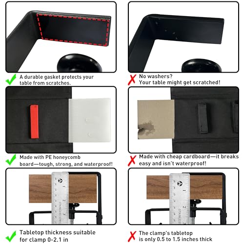 Under Desk Cable Management Tray – No Drill, 48" L x 6" W, Non-Scratch Silicone Clamps, 16 Cable Slots, Washable Honeycomb Base,Black - color: Black, size: Upgraded with Enhanced Features-48"L x 6.0"W