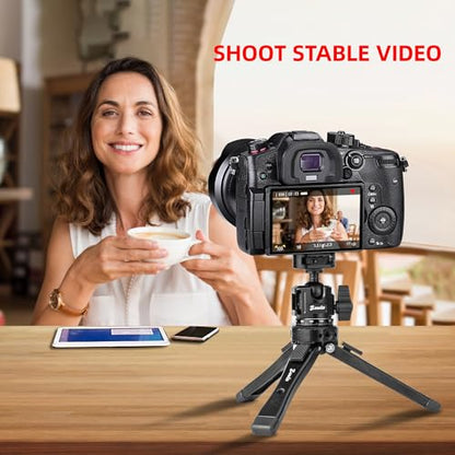 Zeadio Mini Ball Head, All Metal 360° Panoramic Ball Head with Cold Shoe and 1/4" Screw, 10kg/22lb Load Capacity, Compact Tripod Head for DSLR Camera, Monopod, Tripod, Vlogging, Live Streaming etc - style: Standard Version