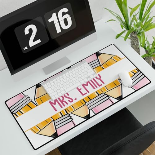 Teacher's Pencil Personalized Deskmat, Teacher Custom Name Mouse Pad, Teacher Appreciation Gift, Teacher Desk Decor, Back to School Gift Desk Mat for Teachers Mousepad with Names - style: Style 1
