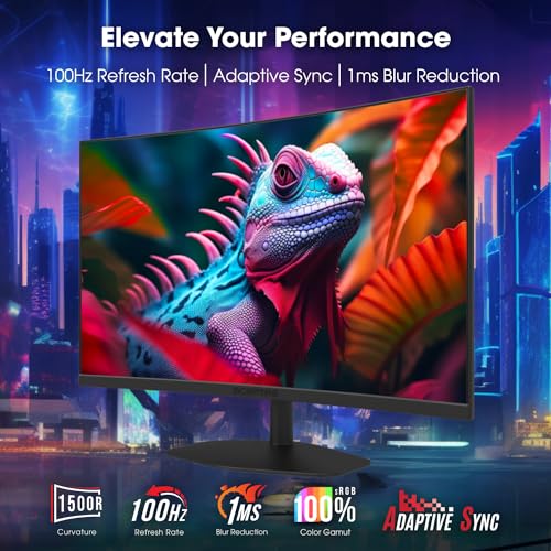 Sceptre Curved 27-inch Prime Gaming Monitor 1500R 100Hz HDMI X2 DisplayPort 1ms 100% sRGB, Build-in Speakers Machine Black 2025 (C275W-FW100T Series) - style: 27" Curved Gaming 100Hz DP HDMI X2