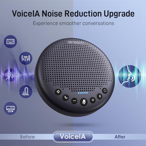 EMEET Conference Speaker and Microphone w/8 Mics, 360° Voice Pickup, Noise Reduction, Bluetooth/USB/Dongle Speakerphone for 10 People w/Daisy Chain for 18, Compatible w/Leading Platforms, 2025 Version - size: Luna Plus for 10