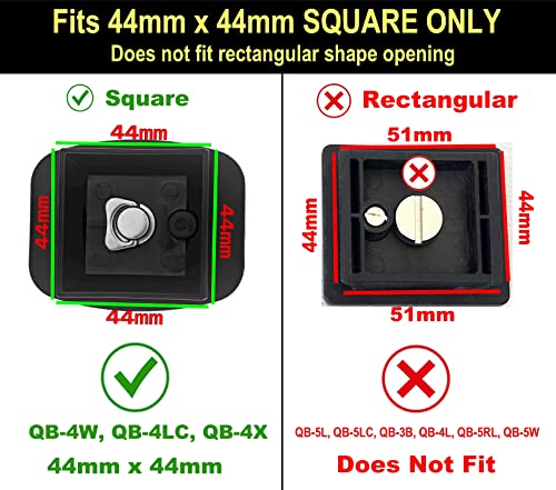 DaVoice 44mm Tripod Quick Release Plate Camera Mounting Adapter Parts Replacement for Certain Ambico, Velbon, Vista Explorer 60”, Sony, Sunpak, Ravelli Tripod Mount Attachment Baseplate QB-4W