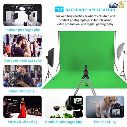 ISSUNTEX 10X16 ft Background Muslin Backdrop, Photo Studio, Collapsible High Density Screen for Video Photography and Television-Green - color: Green, size: 10X16 ft