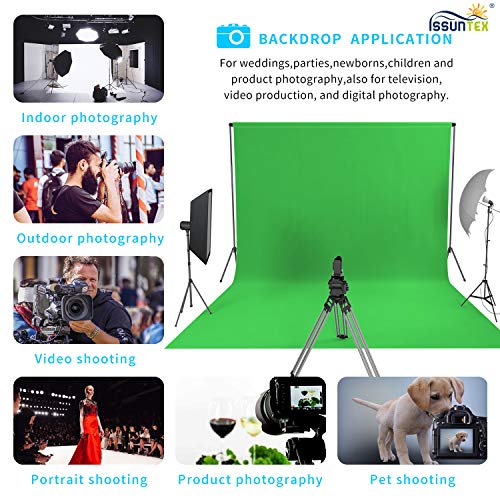 ISSUNTEX 10X16 ft Background Muslin Backdrop, Photo Studio, Collapsible High Density Screen for Video Photography and Television-Green - color: Green, size: 10X16 ft