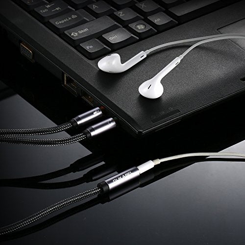 DUKABEL Gold-Plated & Strong Braided Y Splitter Audio Cable - Separate Microphone & Headphone Port Gaming Headset Earphone Adapter - TopSeries (12inch / 30cm) - size: 12 inches