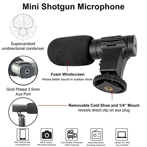 Selfie Stick Tripod Vlogging Kit for All Smartphones iPhone, Android w/LED Light, Rotating Phone Mount, Microphone, Bluetooth Remote, Hard Case for Live Stream, YouTube, Instagram TikTok