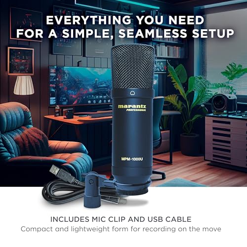 Marantz Professional MPM-1000U USB Condenser Microphone for Gaming, Streaming and Podcasting - Built-In Audio Interface, Desktop Stand, Plug-and-Play, Black - style: USB Mic