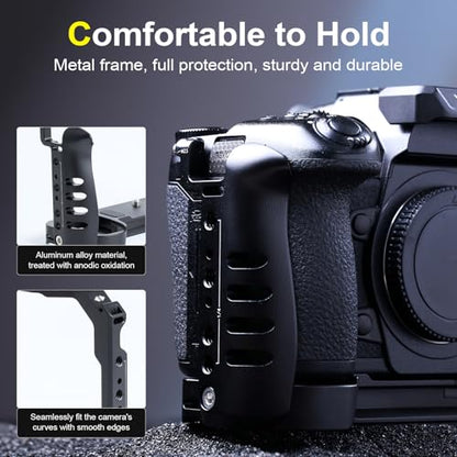 Full Camera Cage for LUMIX G9, CNC Aluminum Rig with Arca-Swiss Base, NATO Rails & Cold Shoe for Photography, Gimbal & Video Recording