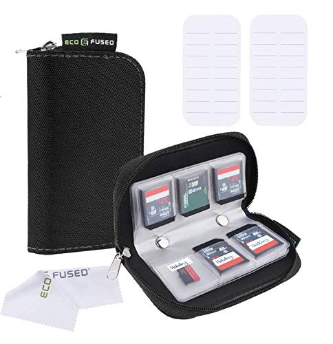 Eco-Fused Memory Card Case - Fits up to 22x SD, SDHC, Micro SD, Mini SD and 4X CF - Holder with 22 Slots (Black / 22 Slots - 2 Pack) - color: Black / 22 slots - 2 pack