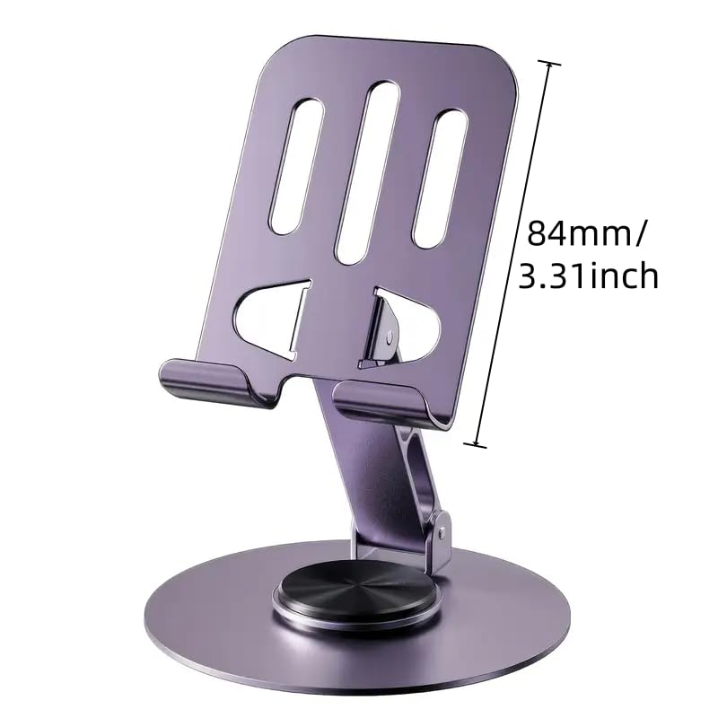 Phone Holder Metal 360° Degree Rotatable Foldable Adjustable Stand for Desktop Live Streaming Video Calls Hands-Free Use, Grey - color: Grey