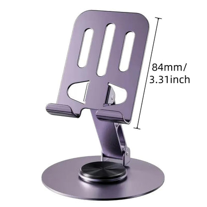 Phone Holder Metal 360° Degree Rotatable Foldable Adjustable Stand for Desktop Live Streaming Video Calls Hands-Free Use, Grey - color: Grey