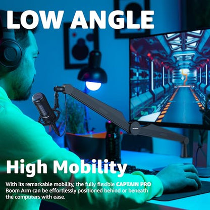 IXTECH Mic Boom Arm Microphone Arm for Blue Yeti Shure Sm7b Hyperx QuadCast Rode At2020 and Fifine Upgraded Mic Stand with Tablet and Headphone Holder for Gaming Podcasting and Streaming CAPTAIN PRO - color: 3 Pro.