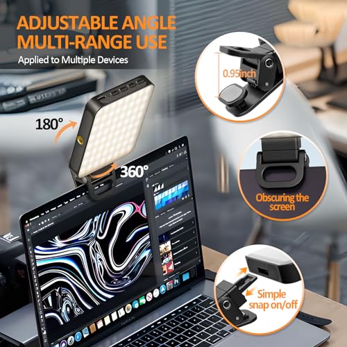 XINBAOHONG Selfie Light, Rechargeable Magnetic Clip Light for Video Conference | 128 LED Portable Light with Universal Compatibility (Phone/Android/Camera/iPad/Laptop) | Makeup, TikTok, Vlog Lighting