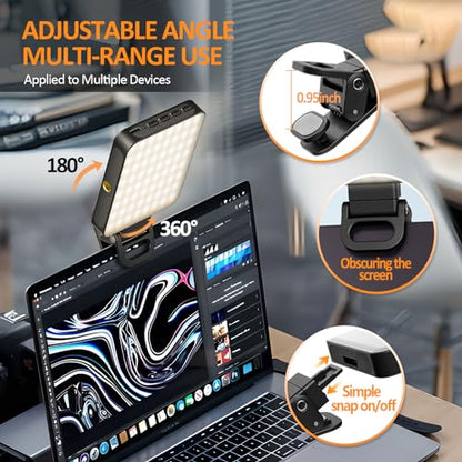 XINBAOHONG Selfie Light, Rechargeable Magnetic Clip Light for Video Conference | 128 LED Portable Light with Universal Compatibility (Phone/Android/Camera/iPad/Laptop) | Makeup, TikTok, Vlog Lighting
