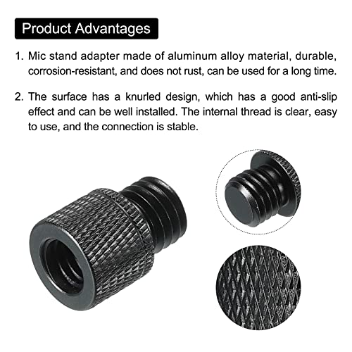 MECCANIXITY Mic Stand Adapter 3/8 Female to M12 Male Camera Screw Thread Adapter for Microphone Tripod Stand Black 2 Pack - size: M12