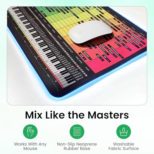 Instrument Frequency EQ Cheat Sheet Mousepad – 80×30cm (31.5"x11.8") & 35×25cm (13.8"x9.8") – Studio Desk Mat for Music Producers, DJs & Engineers – LED Version Available - size: ((XXL with LED (800x300mm)))