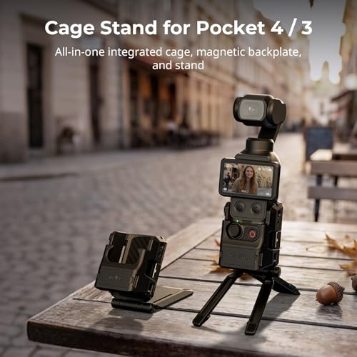 SmallRig Magnetic Mount Desktop Stand for DJI Osmo Pocket 4P / 4/3, Adjustable Backplate Aluminum Expansion Adapter, with 1/4"-20 Locating Holes, Cold Shoe Mount, Plate for Arca-Swiss Tripod - 6003