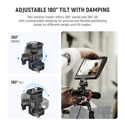 NEEWER Field Monitor Mount Monitor Holder with 1/4" Screw, 360° Swivel, 180° Tilt, Anti Twist Screw Compatible with Atomos Ninja 5" & 7" Camera Monitor Compatible with SmallRig Camera Cage, MA021 - style: MA021 w/1/4" Screw