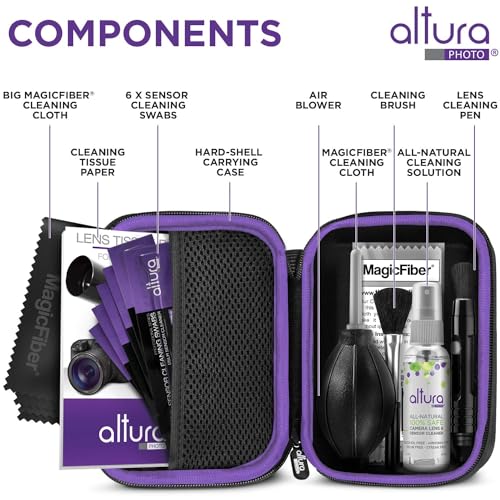 Altura Photo Camera Cleaning Kit - APS-C Lens & Sensor Cleaner with All-Natural Solution, 16mm Factory-Sealed Swabs, Pen, Blower, Brush, Cloths & Hard Case for Canon Nikon Sony DSLR Mirrorless - style: APS-C