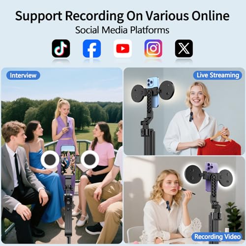 yAyusi Magnetic Vlogging Kit for iPhone/Android, 71" Auto Face Tracking Tripod for iPhone with Light, Magnetic Microphone/Remote Control, Content Creator Essentials Starter Kit for TikTok and YouTube