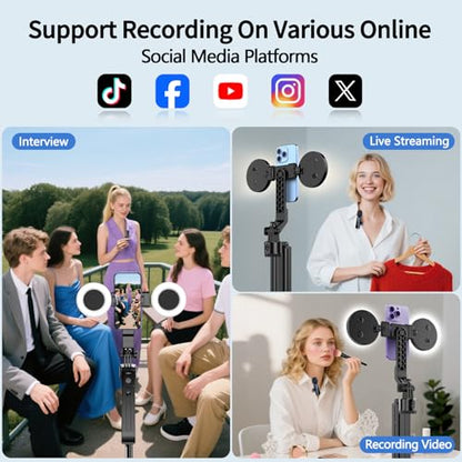 yAyusi Magnetic Vlogging Kit for iPhone/Android, 71" Auto Face Tracking Tripod for iPhone with Light, Magnetic Microphone/Remote Control, Content Creator Essentials Starter Kit for TikTok and YouTube