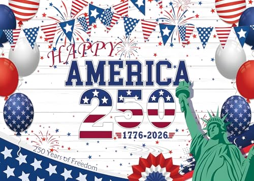 7x5 FT America 250 Backdrop America 250 Decorations for 2026 America’S Birthday Celebration 4Th of July 250Th Anniversary Party Background - color: 250 Backdrop-5