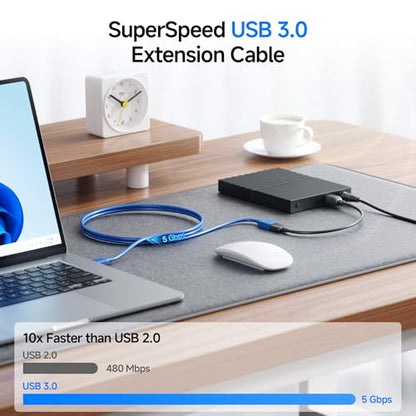 Cable Matters 5Gbps Long USB Extension Cable - 10ft, USB 3.0 Extension Cable, Male to Female USB3.0 Extender, Compatible with Webcam, VR Headset, Printer, Hard Drive, Blue - color: Blue, size: 10 Feet, style: 1-Pack