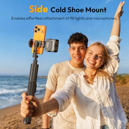 Phone Tripod Selfie Stick, ULANZI SK27 61" Extendable Selfie Stick for iPhone/Android with Wireless Remote Cold Shoe Mount, Portable Phone Tripod Stand for Video Recording, Stream, Travel, Vlogging - size: 61"-Phone Clamp