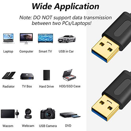 Tan QY USB 3.0 A to A Male Cable 6Ft, USB Male to Male Cable Double End USB Cord Compatible with Hard Drive Enclosures, DVD Player, Laptop(6Ft) - color: 6Ft