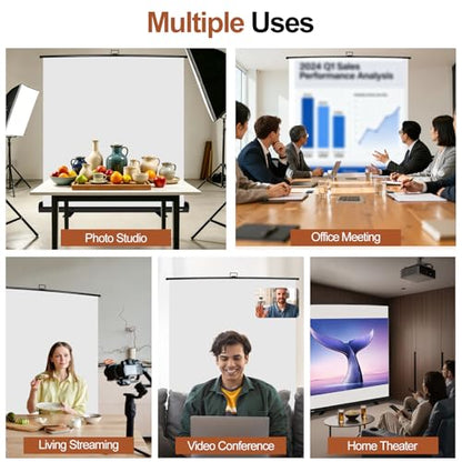 White Backdrop Screen, Collapsible Chroma Key Retractable Photo Background | 74 x 76in Portable Chromakey Panel, Wrinkle Resistant, Pull Up, Video Conference, Live Game, Streaming, Photographic Studio - color: White, size: 74 x 76in
