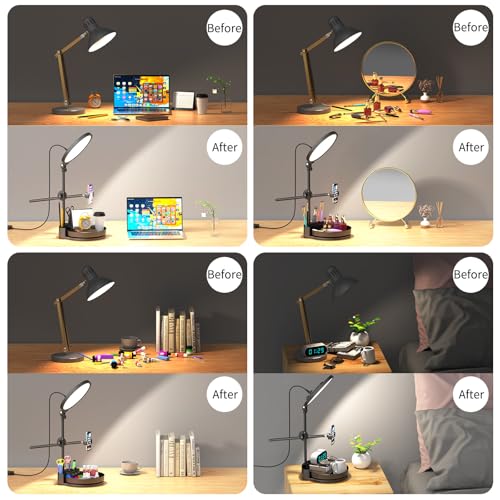 Selfie Light Kit for Desk and Laptop,55W Dimmable Full Screen Ring Light,with Rotating Storage Box,Pen Holder Stand,Phone Holder and Controller (White, 10.5) - color: White
