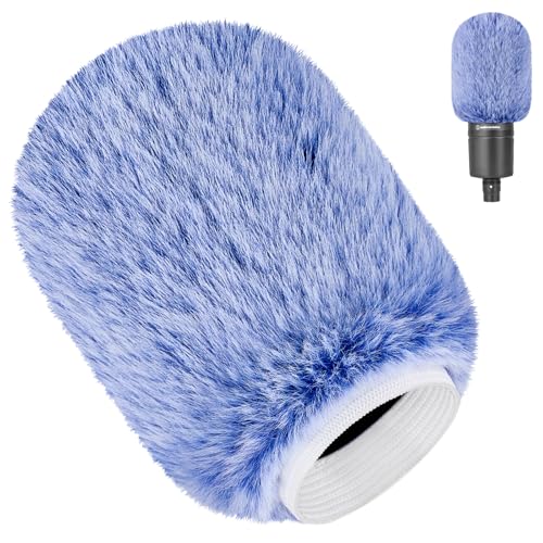 Pop Filter for Audio-Technica AT2020 Microphone，Mic Covers Foam with Furry Windscreen Muff Windshield Acoustic Recording Filter and Noise for AT2020USB AT2035 AT2040 AT2050 ATR2500 ATR2500X AT4040 - color: Furry-Blue