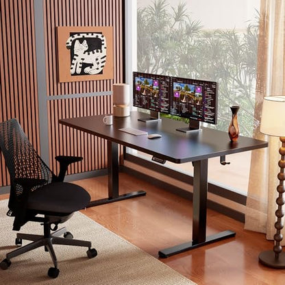 ErGear Height Adjustable Electric Standing Desk, 71 x 30 Inches Sit Stand up Desk, Memory Computer Home Office Desk, Black - color: Black, size: 70.9 X 29.5 Inches
