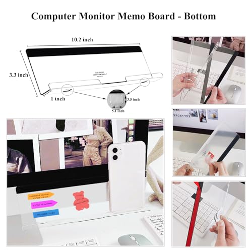 LRZCGB Acrylic Monitor Sticky Note Holder Transparent Message Board Reminder for Computer Screen (Right) - color: Right