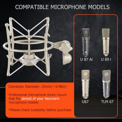 Microphone Shock Mount, Metal Universal Mic Holder Spider Recording Mic Shockmount Stand Compatible with Many Condenser Mics for Almost of Neumann (MX25)