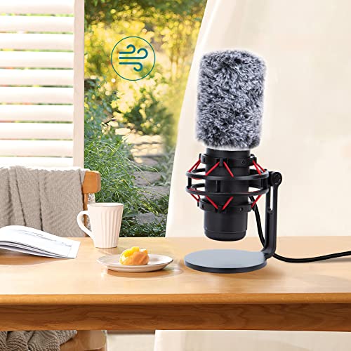 YOUSHARES QuadCast Microphone Windscreen, Furry Wind Cover Microphone Wind Shield Compatible with HyperX QuadCast Mic and HyperX QuadCast S microfono for Filter Ambient and Breathing Winds