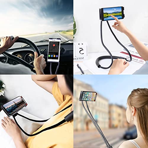 Chapter Seven Universal Smart Mobile Phone Stand,Hanging on Neck Cell Phone Mount Holder, Flexible Lazy Bracket DIY Free Rotating for Multiple Functions (Black) - color: Black