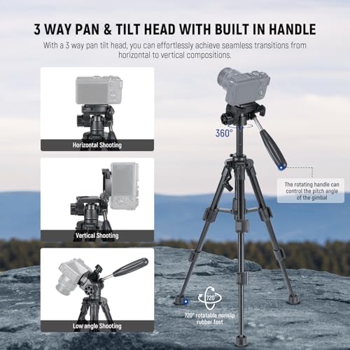 NEEWER Basic Mini Desk Tripod for iPhone & Camera with 3 Way Pan Tilt Head, Handle & Remote, Metal Portable Table Top Video Phone Tripod with 1/4" Plate for DSLR Camera Camcorder, Max Load 13lb, TP02 - style: TP02 w/Phone Holder